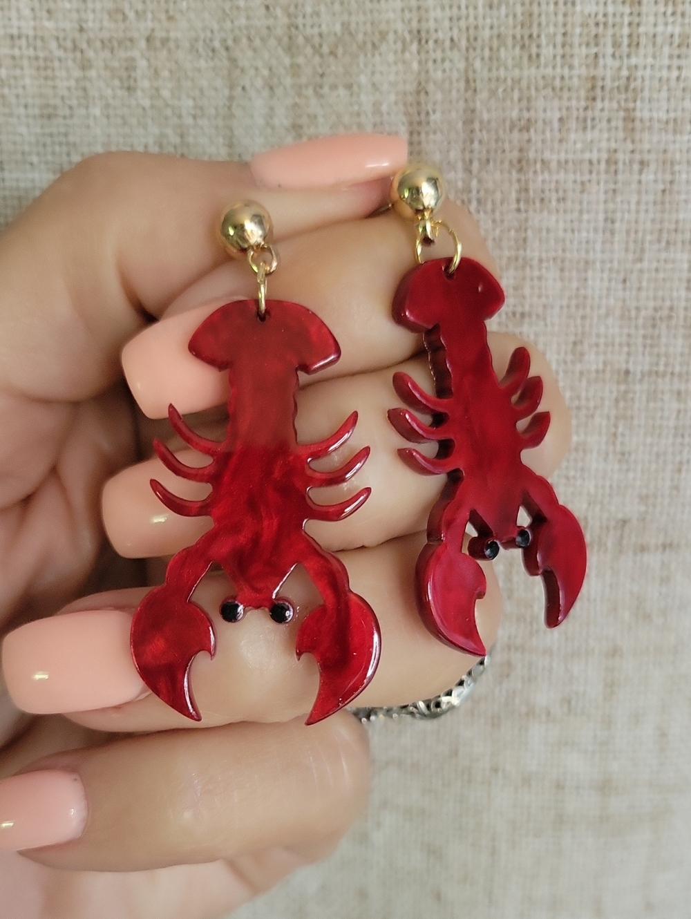 🔥LAST PAIR🔥 Red Lobster Swirl Acrylic Dangle Earrings